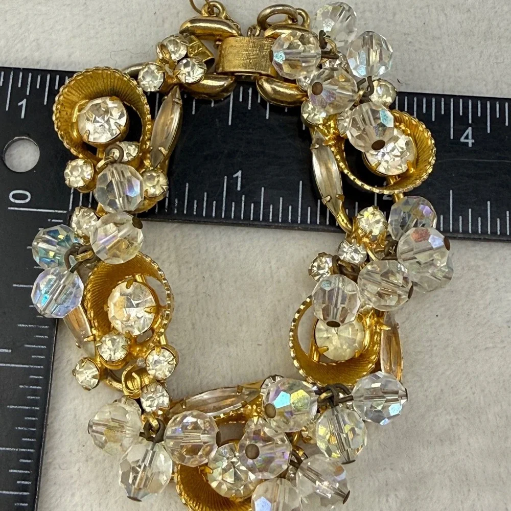 Vintage Juliana Rhinestone Bracelet Cha Cha Gold Tone 7" - Picture 8 of 11